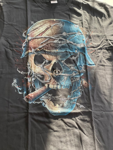 Short Sleeve 3d skull german blue