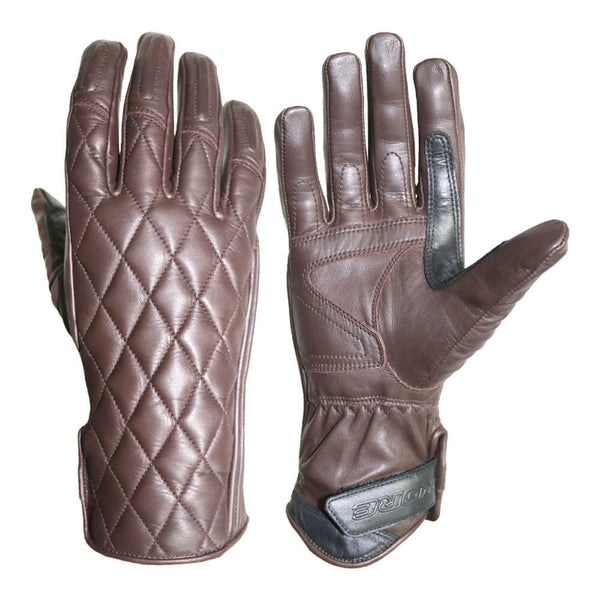 Diamond stich pattern leather motorcycle Gloves - RideEazy