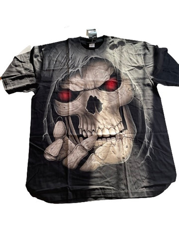 SKULL BIKER TSHIRT RED EYE